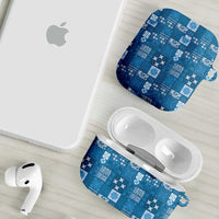 Vintage Hawaiian Quilting Patterns AirPods Case Blue Style Tribal Fabric Patchwork LT9 - Polynesian Pride