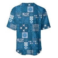 Vintage Hawaiian Quilting Patterns Baseball Jersey Blue Style Tribal Fabric Patchwork LT9 - Polynesian Pride