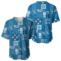 Vintage Hawaiian Quilting Patterns Baseball Jersey Blue Style Tribal Fabric Patchwork LT9 - Polynesian Pride