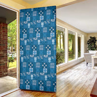 Vintage Hawaiian Quilting Patterns Door Cover Blue Style Tribal Fabric Patchwork - Polynesian Pride