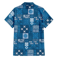 Vintage Hawaiian Quilting Patterns Family Matching Puletasi and Hawaiian Shirt Blue Style Tribal Fabric Patchwork LT9 - Polynesian Pride