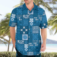 Vintage Hawaiian Quilting Patterns Hawaiian Shirt Blue Style Tribal Fabric Patchwork LT9 - Polynesian Pride
