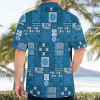 Vintage Hawaiian Quilting Patterns Hawaiian Shirt Blue Style Tribal Fabric Patchwork LT9 - Polynesian Pride