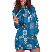 Vintage Hawaiian Quilting Patterns Hoodie Dress Blue Style Tribal Fabric Patchwork LT9 Blue - Polynesian Pride