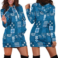 Vintage Hawaiian Quilting Patterns Hoodie Dress Blue Style Tribal Fabric Patchwork LT9 - Polynesian Pride