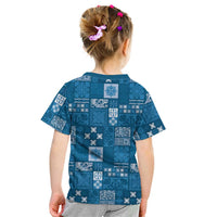 Vintage Hawaiian Quilting Patterns Kid T Shirt Blue Style Tribal Fabric Patchwork LT9 - Polynesian Pride