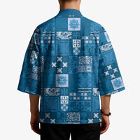 Vintage Hawaiian Quilting Patterns Kimono Blue Style Tribal Fabric Patchwork - Polynesian Pride