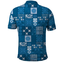 Vintage Hawaiian Quilting Patterns Polo Shirt Blue Style Tribal Fabric Patchwork LT9 - Polynesian Pride
