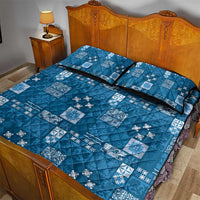 Vintage Hawaiian Quilting Patterns Quilt Bed Set Blue Style Tribal Fabric Patchwork - Polynesian Pride