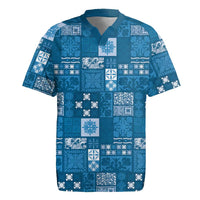 Vintage Hawaiian Quilting Patterns Rugby Jersey Blue Style Tribal Fabric Patchwork LT9 Blue - Polynesian Pride