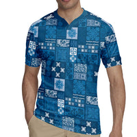Vintage Hawaiian Quilting Patterns Rugby Jersey Blue Style Tribal Fabric Patchwork LT9 - Polynesian Pride