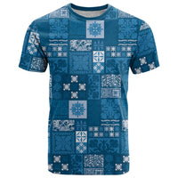 Vintage Hawaiian Quilting Patterns T Shirt Blue Style Tribal Fabric Patchwork LT9 Blue - Polynesian Pride