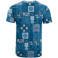 Vintage Hawaiian Quilting Patterns T Shirt Blue Style Tribal Fabric Patchwork LT9 - Polynesian Pride