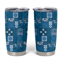 Vintage Hawaiian Quilting Patterns Tumbler Cup Blue Style Tribal Fabric Patchwork - Polynesian Pride