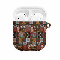 Vintage Hawaiian Quilting Patterns AirPods Case Brown Style Tribal Fabric Patchwork LT9 Brown - Polynesian Pride