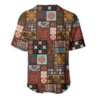 Vintage Hawaiian Quilting Patterns Baseball Jersey Brown Style Tribal Fabric Patchwork LT9 - Polynesian Pride