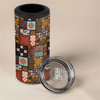 Vintage Hawaiian Quilting Patterns 4 in 1 Can Cooler Tumbler Brown Style Tribal Fabric Patchwork - Polynesian Pride