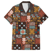 Vintage Hawaiian Quilting Patterns Family Matching Puletasi and Hawaiian Shirt Brown Style Tribal Fabric Patchwork - Polynesian Pride
