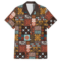 Vintage Hawaiian Quilting Patterns Hawaiian Shirt Brown Style Tribal Fabric Patchwork LT9 Brown - Polynesian Pride