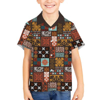 Vintage Hawaiian Quilting Patterns Hawaiian Shirt Brown Style Tribal Fabric Patchwork LT9 - Polynesian Pride