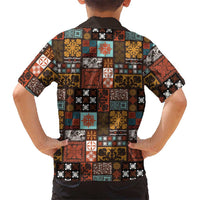 Vintage Hawaiian Quilting Patterns Hawaiian Shirt Brown Style Tribal Fabric Patchwork LT9 - Polynesian Pride