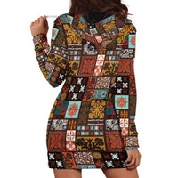 Vintage Hawaiian Quilting Patterns Hoodie Dress Brown Style Tribal Fabric Patchwork LT9 - Polynesian Pride