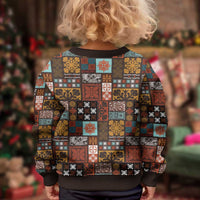 Vintage Hawaiian Quilting Patterns Kid Ugly Christmas Sweater Brown Style Tribal Fabric Patchwork - Polynesian Pride