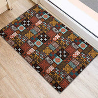 Vintage Hawaiian Quilting Patterns Rubber Doormat Brown Style Tribal Fabric Patchwork - Polynesian Pride