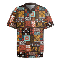 Vintage Hawaiian Quilting Patterns Rugby Jersey Brown Style Tribal Fabric Patchwork LT9 Brown - Polynesian Pride