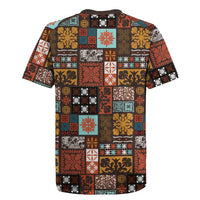 Vintage Hawaiian Quilting Patterns Rugby Jersey Brown Style Tribal Fabric Patchwork LT9 - Polynesian Pride