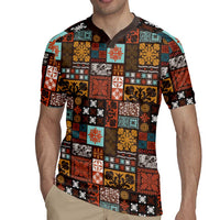 Vintage Hawaiian Quilting Patterns Rugby Jersey Brown Style Tribal Fabric Patchwork LT9 - Polynesian Pride