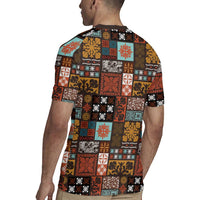 Vintage Hawaiian Quilting Patterns Rugby Jersey Brown Style Tribal Fabric Patchwork LT9 - Polynesian Pride