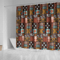 Vintage Hawaiian Quilting Patterns Shower Curtain Brown Style Tribal Fabric Patchwork - Polynesian Pride