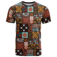 Vintage Hawaiian Quilting Patterns T Shirt Brown Style Tribal Fabric Patchwork LT9 Brown - Polynesian Pride