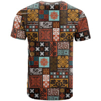 Vintage Hawaiian Quilting Patterns T Shirt Brown Style Tribal Fabric Patchwork LT9 - Polynesian Pride
