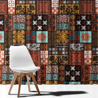 Vintage Hawaiian Quilting Patterns Window Curtain Brown Style Tribal Fabric Patchwork - Polynesian Pride