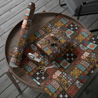 Vintage Hawaiian Quilting Patterns Wrapping Paper Brown Style Tribal Fabric Patchwork - Polynesian Pride