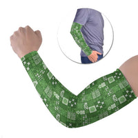 Vintage Hawaiian Quilting Patterns Arm Sleeves Green Style Tribal Fabric Patchwork LT9 Set of 2 Green - Polynesian Pride