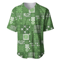 Vintage Hawaiian Quilting Patterns Baseball Jersey Green Style Tribal Fabric Patchwork LT9 Green - Polynesian Pride