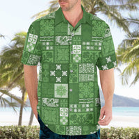 Vintage Hawaiian Quilting Patterns Hawaiian Shirt Green Style Tribal Fabric Patchwork LT9 - Polynesian Pride