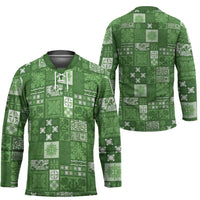 Vintage Hawaiian Quilting Patterns Hockey Jersey Green Style Tribal Fabric Patchwork LT9 - Polynesian Pride