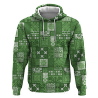 Vintage Hawaiian Quilting Patterns Hoodie Green Style Tribal Fabric Patchwork - Polynesian Pride
