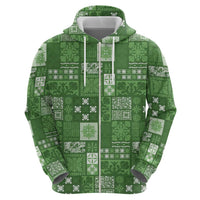 Vintage Hawaiian Quilting Patterns Hoodie Green Style Tribal Fabric Patchwork - Polynesian Pride