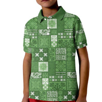 Vintage Hawaiian Quilting Patterns Kid Polo Shirt Green Style Tribal Fabric Patchwork - Polynesian Pride