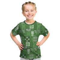 Vintage Hawaiian Quilting Patterns Kid T Shirt Green Style Tribal Fabric Patchwork LT9 Green - Polynesian Pride