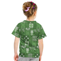Vintage Hawaiian Quilting Patterns Kid T Shirt Green Style Tribal Fabric Patchwork LT9 - Polynesian Pride