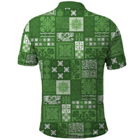 Vintage Hawaiian Quilting Patterns Polo Shirt Green Style Tribal Fabric Patchwork - Polynesian Pride