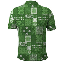 Vintage Hawaiian Quilting Patterns Polo Shirt Green Style Tribal Fabric Patchwork LT9 - Polynesian Pride