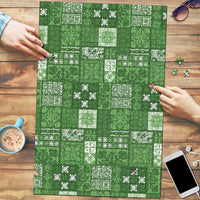 Vintage Hawaiian Quilting Patterns Puzzle Green Style Tribal Fabric Patchwork LT9 Green - Polynesian Pride
