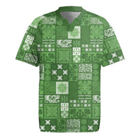 Vintage Hawaiian Quilting Patterns Rugby Jersey Green Style Tribal Fabric Patchwork LT9 Green - Polynesian Pride